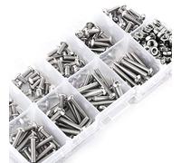 Set di Viti e Dadi in Acciaio Inossidabile 304 M3, 340 Pezzi - Kit Completo con Testa Bombata Esagono Incassato per Fai da Te e Riparazioni Domestiche