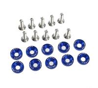 Set di viti e rondelle M6 in alluminio anodizzato, 10 pezzi, per auto, per parafango, paraurti, fori di montaggio e riparazione (blu)