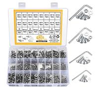 Set di Viti M3 M4 M5 M6 a Esagono Incassato con Dadi a Testa Tonda in Acciaio Inox e Rondelle (Argento)