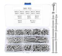 Set di viti "M4, 360 pezzi a testa bombata con kit di dadi, viti filettate, viti per macchine, viti a testa esagonale, assortimento di viti a testa esagonale, M4"