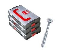 Set di viti TOX L-BOXX Mini da 3 e 3,5/4 / 4,5 e 5 mm, attacco TX e filettatura completa, 3 scatole di agganciabili con un totale di 18 misure e 1460 viti per legno, 094909172