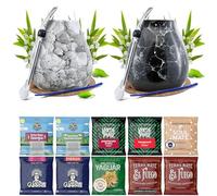 Set di Yerba mate per due persone con accessori | Yerba mate Yaguar, Verde Mate, Soul Mate, Guarani, El Fuego, Rio Parana | Calabash, bombilla e accessori | 10x50g | Caffeina naturale | 500g | 0,5kg