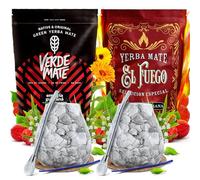 Set di yerba mate Verde Mate e El Fuego con accessori per due persone | Confezione da due di yerba mate | Energia Guarana | Calabash, bombilla e accessori | Caffeina naturale | 2x500g | 1kg