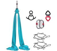 Set di yoga aereo professionale (seta di 8 metri + sistema di sospensione) - respirante, adatto per allenamenti a casa/meditazione, con una capacità di carico di 150 chilogrammi. (Seeblau)
