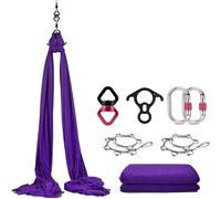 Set di yoga aereo professionale (seta di 8 metri + sistema di sospensione) - respirante, adatto per allenamenti a casa/meditazione, con una capacità di carico di 150 chilogrammi. (Violett)