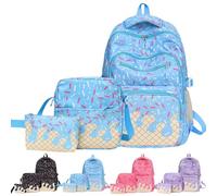 Set di zaini e contenitori for il pranzo da 3 pezzi for bambini, include una borsetta, una stampa di gelato