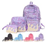 Set di zaini e contenitori for il pranzo da 3 pezzi for bambini, include una borsetta, una stampa di gelato