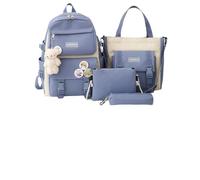 Set di zaini per bambini - Set di 4 zaini per scuole elementari con astuccio, borsa per il trasporto, zaino per la scuola per laptop, telefoni, libri, Blu, verwijzen naar de beschrijving, Unisex