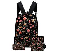 Set di zaini per ragazze, zaino con borsa per il pranzo - Carbag per libri con stampe floreali con matita a matita | Pacchetti da giorno di viaggio casual per ragazzi, stile 3, Se référer au