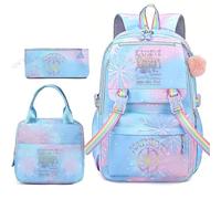 Set di Zaini Scolastici Casual alla Moda con Gradiente Colorato per Ragazze | Include uno zaino, un astuccio e una borsa per il pranzo; ideale per le scolarette che amano la musica