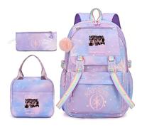 Set di Zaini Scolastici Casual alla Moda con Gradiente Colorato per Ragazze | Include uno zaino, un astuccio e una borsa per il pranzo; ideale per le scolarette che amano la musica