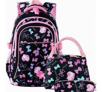 Set di zaini scolastici per bambine, 3 pezzi: borsa per la scuola e zainetto per il tempo libero, resistenti e adatti sia per la scuola che