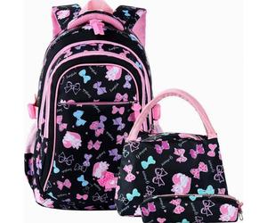 Set di zaini scolastici per bambine, 3 pezzi: borsa per la scuola e zainetto per il tempo libero, resistenti e adatti sia per la scuola che