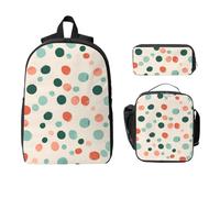 Set di zaino a pois per ragazze e ragazzi con borsa per il pranzo astuccio colorato 3 pezzi borse scolastiche isolate per il pranzo regali per donne uomini