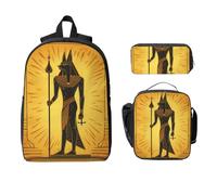 Set di zaino con geroglifici dell'antico Egitto, per ragazze e ragazzi, con borsa per il pranzo, astuccio etnico, 3 pezzi, borse per la scuola, isolanti, regali per donne e uomini