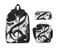 Set di zaino con note musicali ad acquerello, per ragazze e ragazzi, con borsa per il pranzo, astuccio, arte vintage, 3 pezzi, borse per la scuola, isolate, regalo per donne e uomini