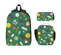 Set di zaino con orologio da calcio per ragazze e ragazzi, con borsa per il pranzo, astuccio, righello, 3 pezzi, borse per la scuola, isolanti, regali per donne e uomini