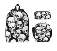 Set di zaino con scheletro di Halloween, per ragazze e ragazzi, con borsa per il pranzo, astuccio, teschio fantasmi, 3 pezzi, borse per la scuola, isolate, regalo per donne e uomini