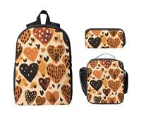 Set di zaino con stampa leopardata per ragazze e ragazzi, con borsa per il pranzo, astuccio con stampa di ghepardo e cuore, 3 pezzi, borse per la scuola, isolanti, regali per donne e uomini