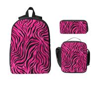 Set di zaino con stampa zebrata rosa per ragazze e ragazzi con borsa per il pranzo astuccio astratto 3 pezzi borse scolastiche isolate portapranzo regali per donne uomini