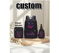 Set di zaino con stile graffiti personalizzato, personalizzabile con nome, set di tre. Contiene uno zaino principale spazioso, una borsa a tracolla pratica e una borsa da vita compatta, ideale per la 