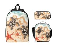 Set di zaino con tartaruga da spiaggia, per ragazze e ragazzi, con borsa per il pranzo, astuccio per matite e stelle marine, 3 pezzi, borse per la scuola, isolate, regalo per donne e uomini