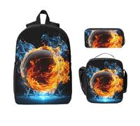 Set di zaino da basket antincendio e acqua, per ragazze e ragazzi, con borsa per il pranzo, astuccio, palla sportiva, 3 pezzi, borse per la scuola, isolanti, regali per donne e uomini