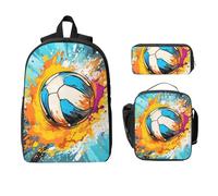 Set di zaino da pallavolo arcobaleno per ragazze e ragazzi, con borsa per il pranzo, astuccio, palla sportiva, 3 pezzi, borse per la scuola, isolate, regalo per donne e uomini