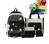 Set di zaino di canvas - scuola con spalla, borsa, borse a matita, borsa per la scuola estetica | Accessori abbinati Accessori adorabili Teen Girl Combo Peluga Pink Girls, set da ragazzi adoles