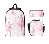 Set di zaino per ballerina per ragazze e ragazzi, con borsa per il pranzo, astuccio per matite e ballerina, 3 pezzi, borse per la scuola, isolanti, regali per donne e uomini