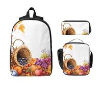 Set di zaino per il Ringraziamento per ragazze e ragazzi con borsa per il pranzo astuccio per matite raccolto autunno 3 pezzi borse scolastiche isolate per il pranzo regali per donne uomini