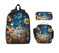 Set di zaino per ragazze e ragazzi, con borsa per il pranzo, astuccio, girasole, 3 pezzi, borse per la scuola, isolanti, regali per donne e uomini