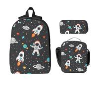 Set di zaino per ragazze e ragazzi, con borsa per il pranzo, astuccio per matite, galassia, pianeta, 3 pezzi, borse scolastiche, isolanti, regali per donne e uomini