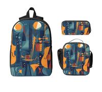 Set di zaino per violoncello per ragazze e ragazzi, con borsa per il pranzo, astuccio per matite, musica colorata, 3 pezzi, borse per la scuola, isolate, regalo per donne e uomini