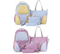 Set di zaino scolastico - Borsa da viaggio di grande capacità | Borsa per corriere | Zaino | Attacco a e tote per ragazze, adolescenti, college, S, blu, Se référer au descriptif