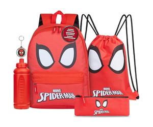 Set di Zaino Scuola Marvel, Set di 5 Pezzi con Zaino, Borsa con Cordoncino, Astuccio, Borraccia e Portachiavi - Regali per Ragazzi, Set of 5, Set di zaini per la scuola