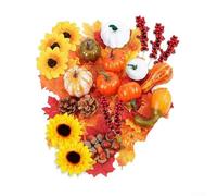 Set di zucche artificiali, 96 pezzi, set di decorazioni autunnali a forma di zucca autunnale: foglia d'acero, zucca, pigna, bacche, festa di vacanza
