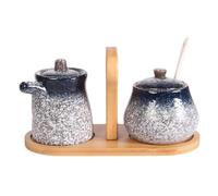 Set di zucchero e panna in ceramica, con coperchio e cucchiaio, bricco for il latte, barattolo for lo zucchero, set for servire il caffè con vassoio for la casa, caffè latte