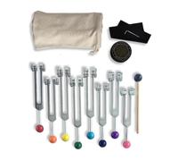 Set diapason Chakra con blocco di attivazione, da 126,22 Hz a 272,2 Hz, testa a sfera for massaggio in 8 colori, strumento a percussione in metallo for la meditazione yoga, guarigione del suono