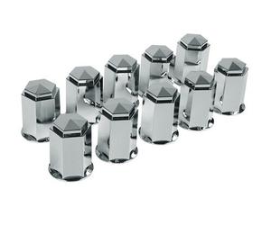 SET DIECI COPRIBULLONI DADI PERNI PER CAMION RUOTE ESTETICA IN ABS CROMO 33MM