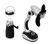 Set Dinamo Campeggio Lampada & Mini Ventilatore Tavolo Lampione da Giardino Mano