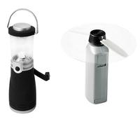 Set Dinamo Campeggio Lampada & Ventilatore Mano Giardino Taschenventilator
