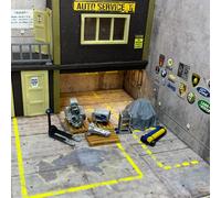 Set Diorama Garage 1/64 Motore, Generatore, Scala Pieghevole, Pallet Jack 12