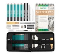 Set Disegno XL - Matite in Grafite e Carbone per Sketch, Include un Blocco da Disegno da 100 Pagine, Una Gomma da Cancellare, Una Matita per Sfumare. Set per Bambini, Giovani e Adulti