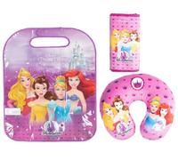 Set Disney Principesse. Kit con morbido passacintura, cuscino per il collo e proteggisedile auto per bambine