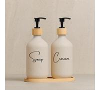 Set dispenser di sapone e crema per le mani ricaricabile in plastica riutilizzabile design minimalista elegante per bagno bottiglie dosatrici decorative colore vaniglia confezione igiene
