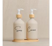 Set dispenser di sapone e crema per le mani ricaricabile in plastica riutilizzabile design minimalista elegante per bagno bottiglie dosatrici decorative colore vaniglia confezione igiene