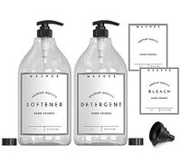 Set dispenser per detersivo liquido - Porta detersivo per bucato e dispenser ammorbidente (1,94 g) - 2 dispenser di liquidi in plastica spessa per l'organizzazione del bucato con pompe, tappi,