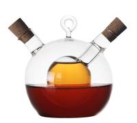 Set dispenser per olio e aceto Bottiglia dispenser per olio e aceto 2 in 1 350 ml + 50 ml in vetro a forma di sfera da 4 x 4, 5 pollici bottiglia con tappo sughero per cucina.