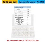 Set Distanziali Nylon 1200pz Rondelle Bianche da M2 a M10 per Isolamento Elettri
